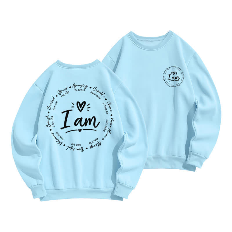 Christianartworkshop Sudadera polar con estampado circular "I Am Heart" en la espalda - Azul - 2XL - image 12