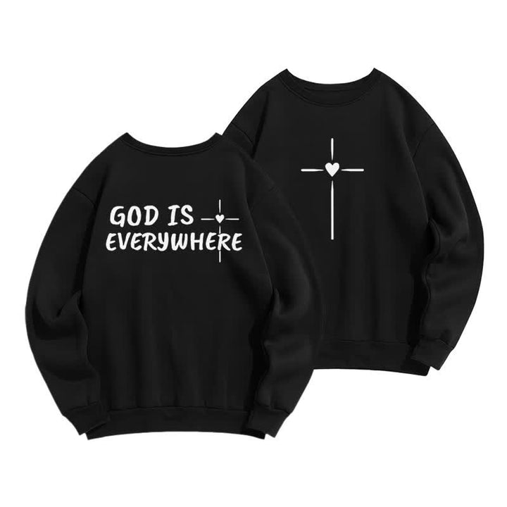 Christianartworkshop Sudadera extragrande con cuello redondo y forro polar "Dios está en todas partes" - Negro - 2XL - image 6