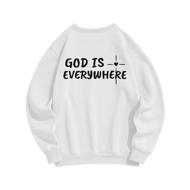 Christianartworkshop Sudadera extragrande con cuello redondo y forro polar "Dios está en todas partes" - image 1