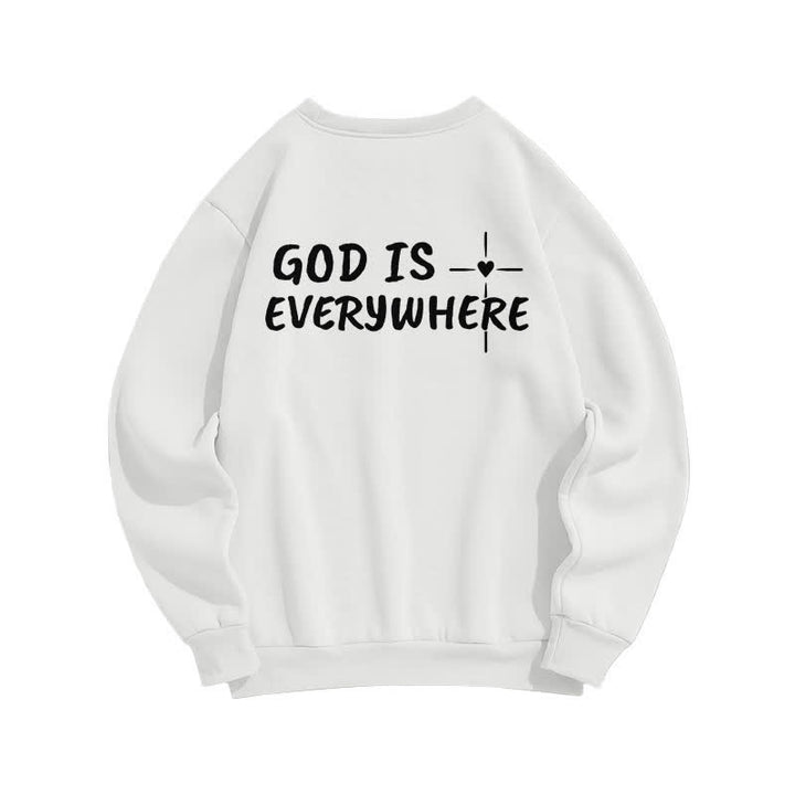 Christianartworkshop Sudadera extragrande con cuello redondo y forro polar "Dios está en todas partes" - image 1