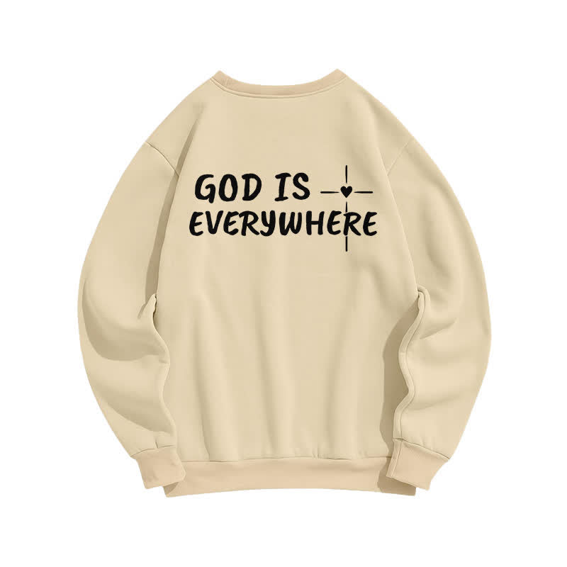 Christianartworkshop Sudadera extragrande con cuello redondo y forro polar "Dios está en todas partes" - image 4