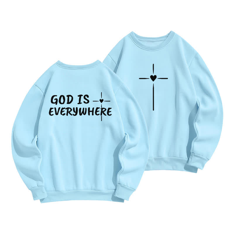 Christianartworkshop Sudadera extragrande con cuello redondo y forro polar "Dios está en todas partes" - Azul - 2XL - image 9
