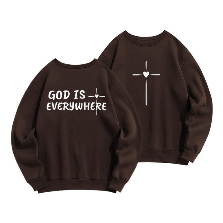 Christianartworkshop Sudadera extragrande con cuello redondo y forro polar "Dios está en todas partes" - Café - 2XL - image 15