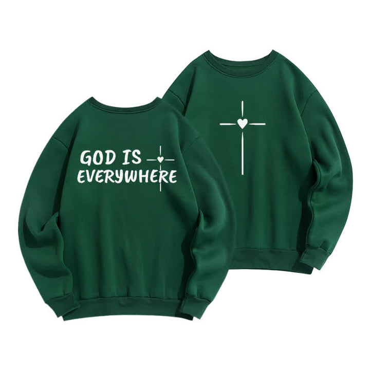 Christianartworkshop Sudadera extragrande con cuello redondo y forro polar "Dios está en todas partes" - Verde - 2XL - image 12