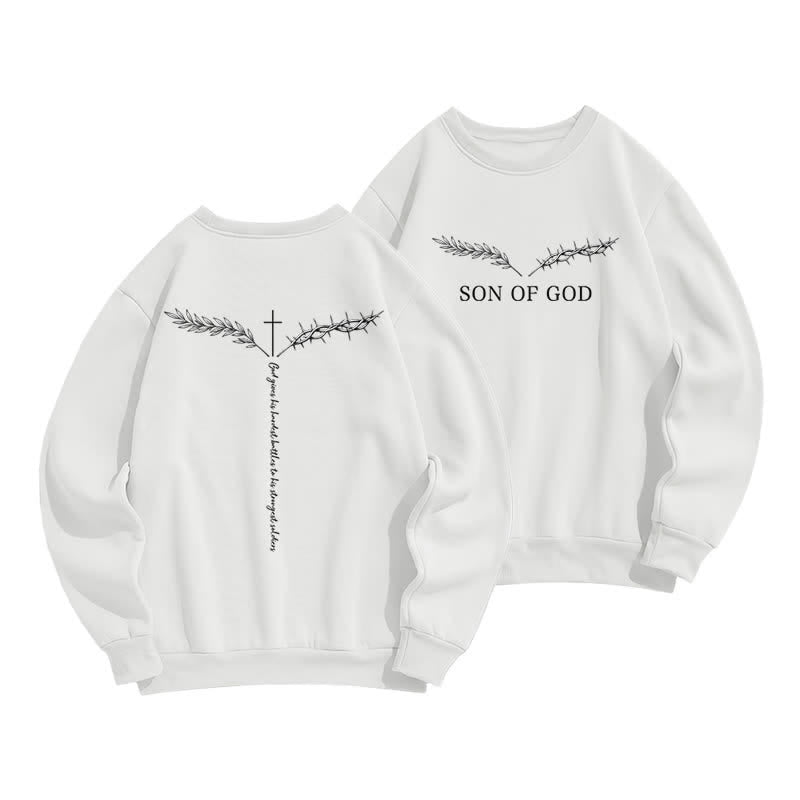 Christianartworkshop Sudadera azul claro con cuello redondo Son Of God Thorn Branch - Blanco - 2XL - image 3
