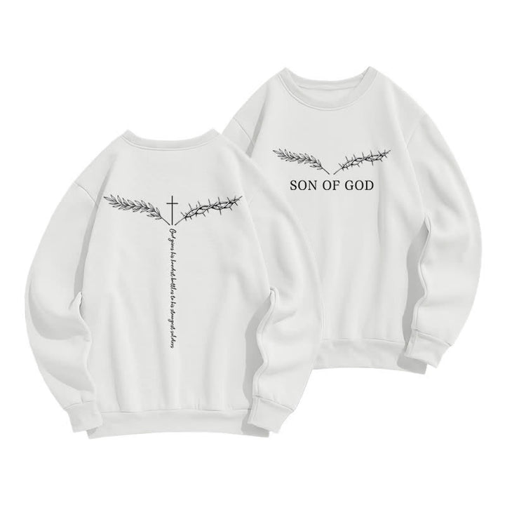 Christianartworkshop Sudadera azul claro con cuello redondo Son Of God Thorn Branch - Blanco - 2XL - image 3