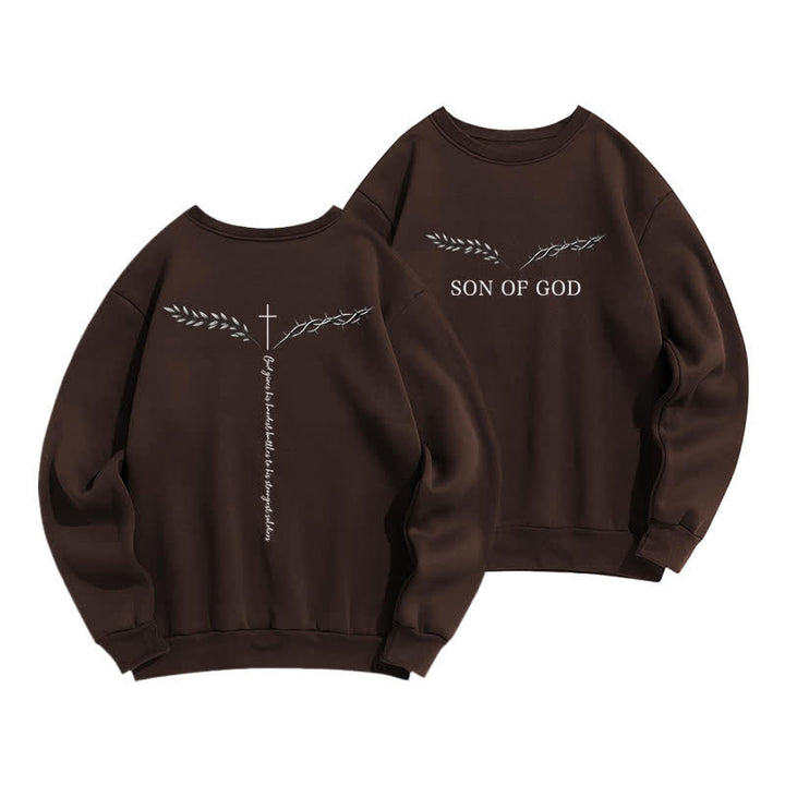 Christianartworkshop Sudadera azul claro con cuello redondo Son Of God Thorn Branch - Café - 2XL - image 12