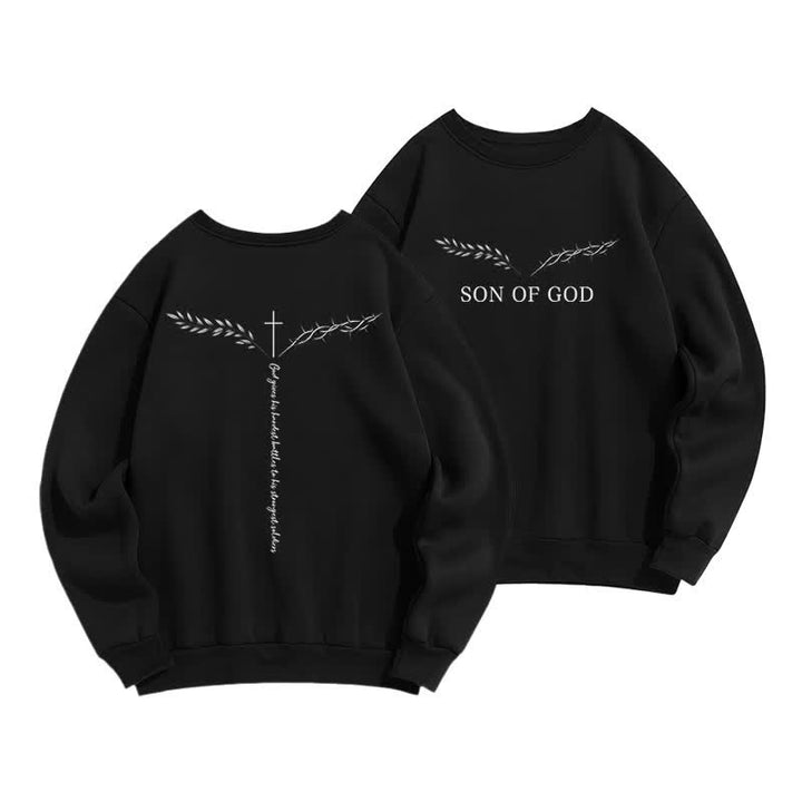 Christianartworkshop Sudadera azul claro con cuello redondo Son Of God Thorn Branch - Negro - 2XL - image 6
