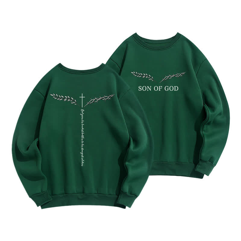 Christianartworkshop Sudadera azul claro con cuello redondo Son Of God Thorn Branch - Verde - 2XL - image 15