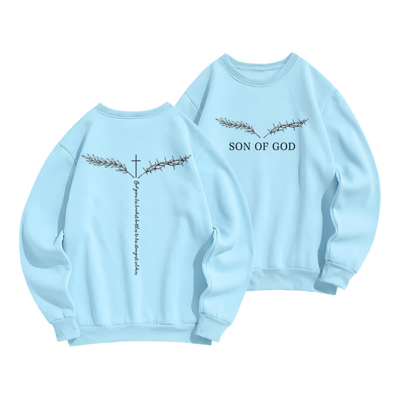 Christianartworkshop Sudadera azul claro con cuello redondo Son Of God Thorn Branch - Azul - 2XL - image 0