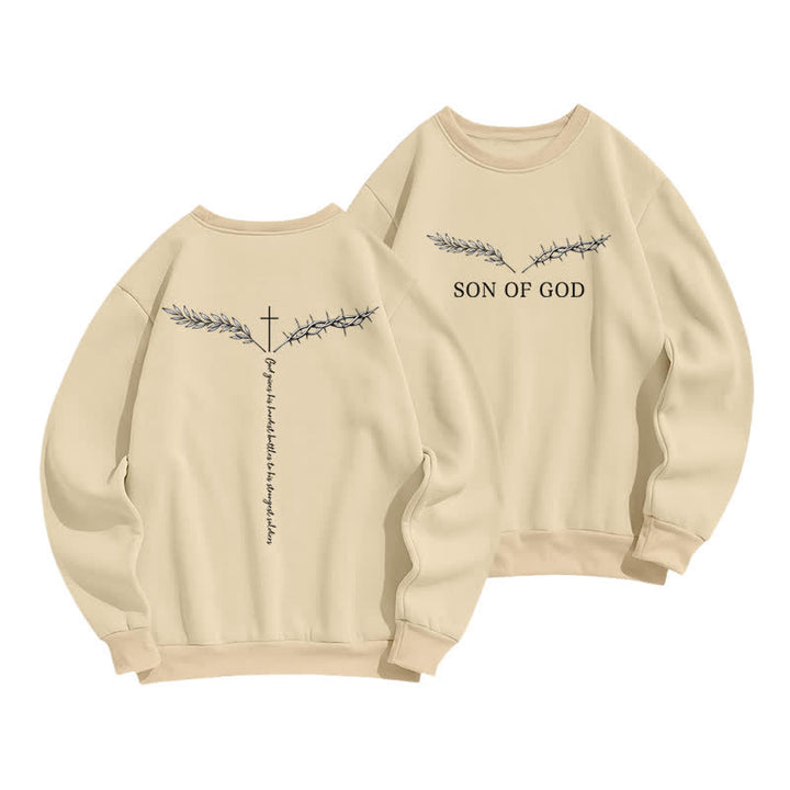 Christianartworkshop Sudadera azul claro con cuello redondo Son Of God Thorn Branch - Albaricoque - 2XL - image 9