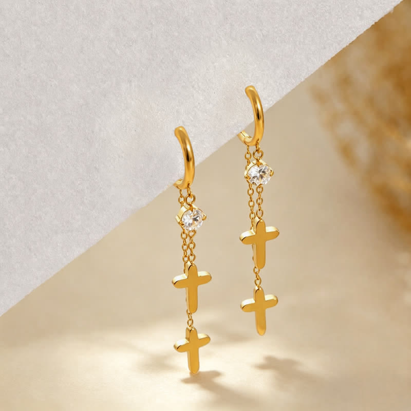 Christianartworkshop Pendientes colgantes de doble cruz: símbolo de devoción sagrada y eterna. - image 3