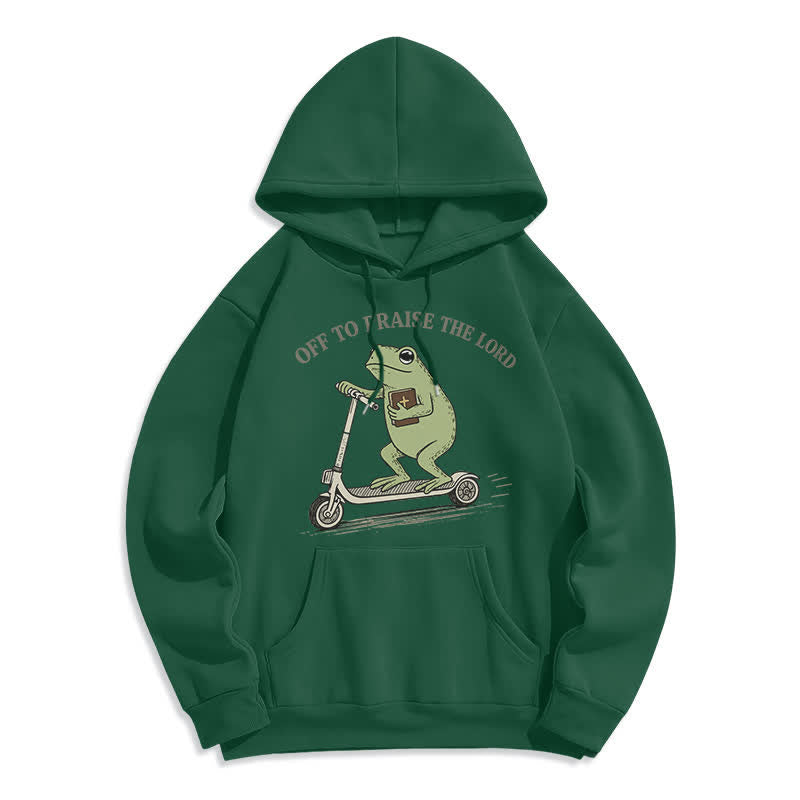 Christianartworkshop Sudadera extragrande azul con capucha "Off To Praise The Lord Frog" - Verde - 2XL - image 4