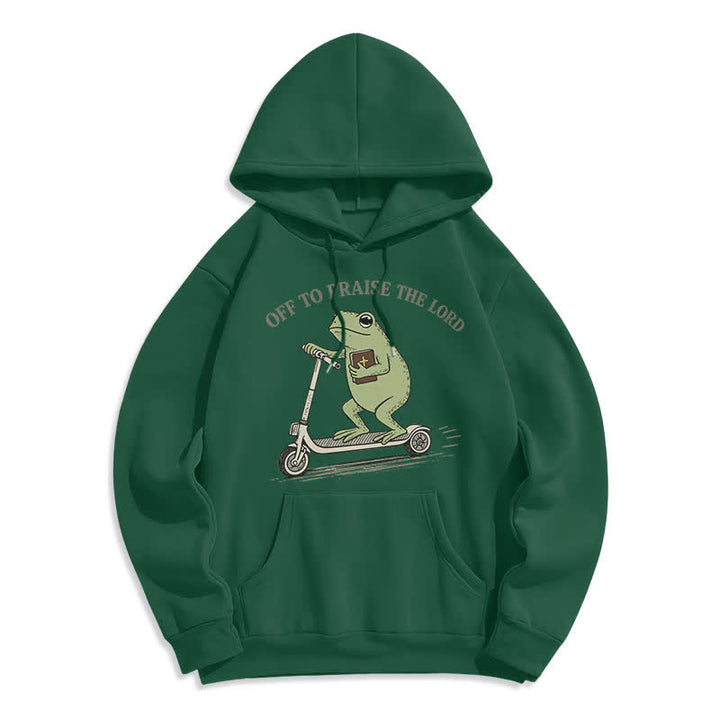 Christianartworkshop Sudadera extragrande azul con capucha "Off To Praise The Lord Frog" - Verde - 2XL - image 4