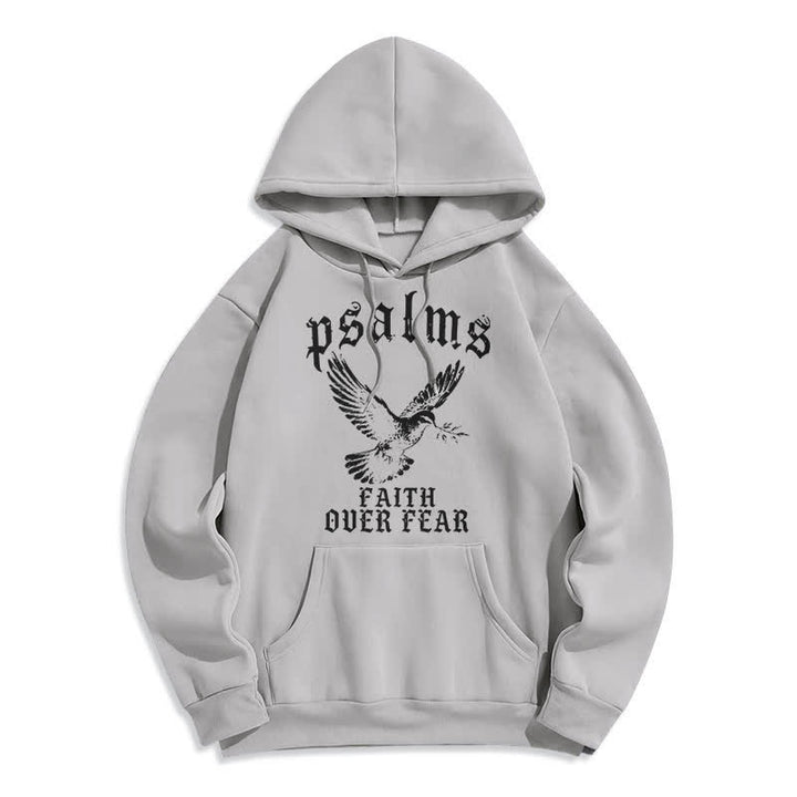Christianartworkshop Sudadera con capucha estampada con diseño de paloma y la frase "Fe sobre el miedo" de los Salmos. - Gris - 2XL - image 2