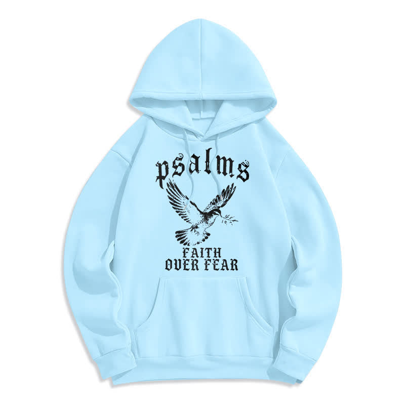 Christianartworkshop Sudadera con capucha estampada con diseño de paloma y la frase "Fe sobre el miedo" de los Salmos. - Azul - 2XL - image 4
