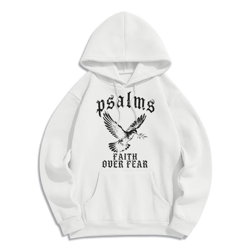 Christianartworkshop Sudadera con capucha estampada con diseño de paloma y la frase "Fe sobre el miedo" de los Salmos. - Blanco - 2XL - image 1
