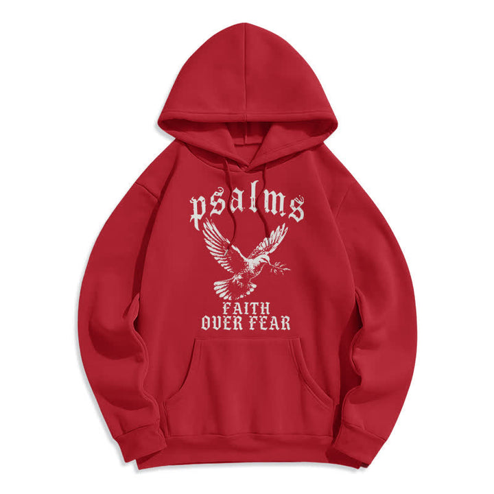 Christianartworkshop Sudadera con capucha estampada con diseño de paloma y la frase "Fe sobre el miedo" de los Salmos. - Rojo - 2XL - image 5