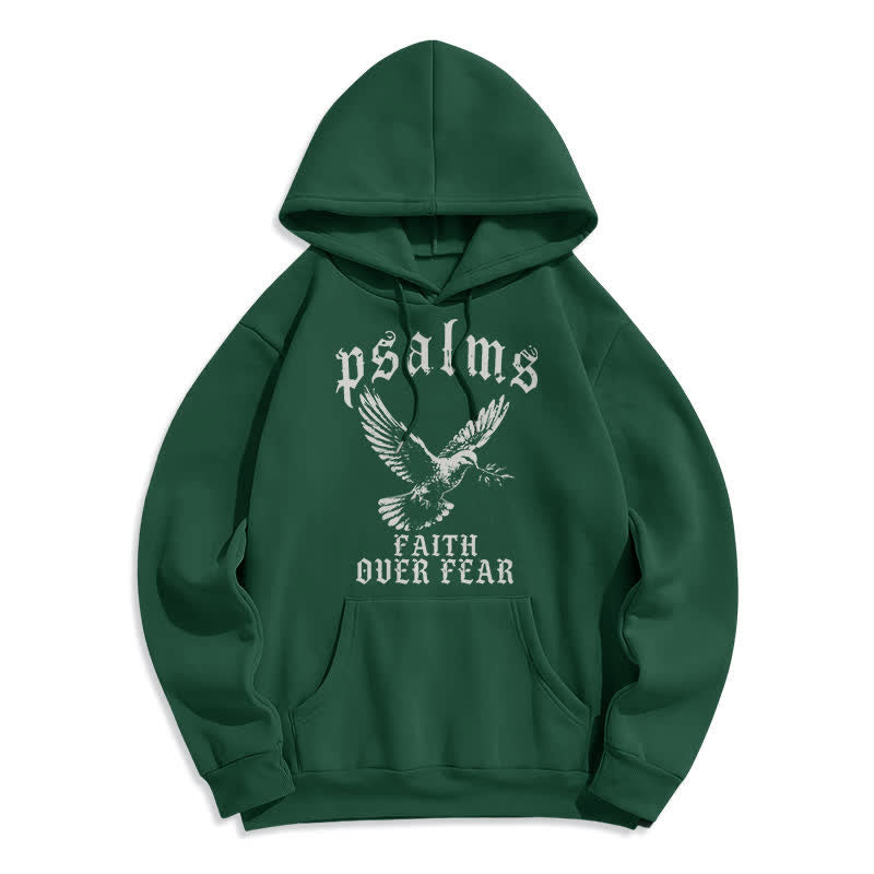 Christianartworkshop Sudadera con capucha estampada con diseño de paloma y la frase "Fe sobre el miedo" de los Salmos. - Verde - 2XL - image 7