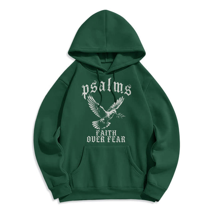 Christianartworkshop Sudadera con capucha estampada con diseño de paloma y la frase "Fe sobre el miedo" de los Salmos. - Verde - 2XL - image 7