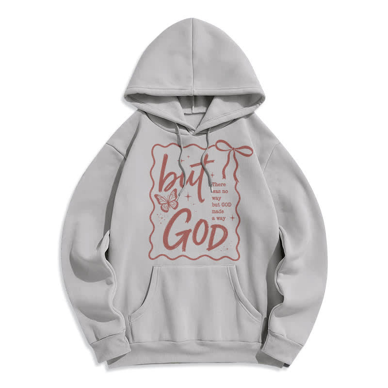 Christianartworkshop Sudadera con capucha extragrande de forro polar con mariposa de Dios Pero Dios - Gris - 2XL - image 1