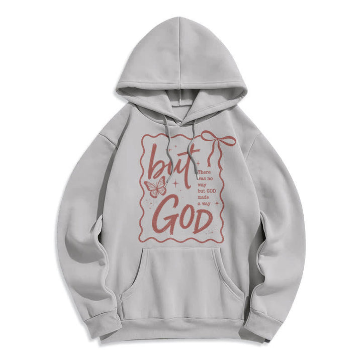 Christianartworkshop Sudadera con capucha extragrande de forro polar con mariposa de Dios Pero Dios - Gris - 2XL - image 1