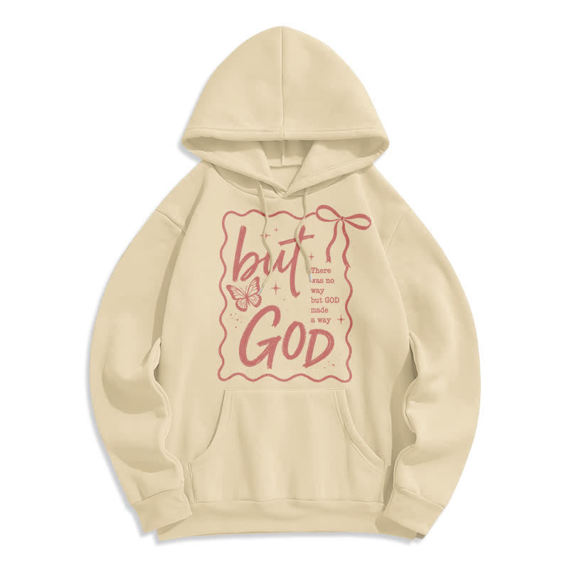 Christianartworkshop Sudadera con capucha extragrande de forro polar con mariposa de Dios Pero Dios - Albaricoque - 2XL - image 3