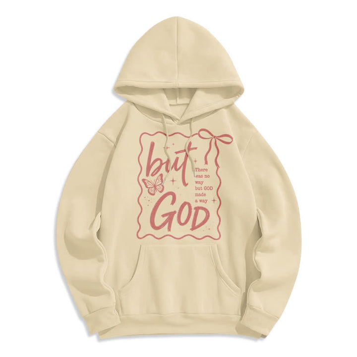 Christianartworkshop Sudadera con capucha extragrande de forro polar con mariposa de Dios Pero Dios - Albaricoque - 2XL - image 3