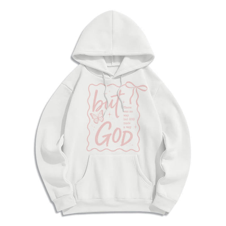 Christianartworkshop Sudadera con capucha extragrande de forro polar con mariposa de Dios Pero Dios - Blanco - 2XL - image 2