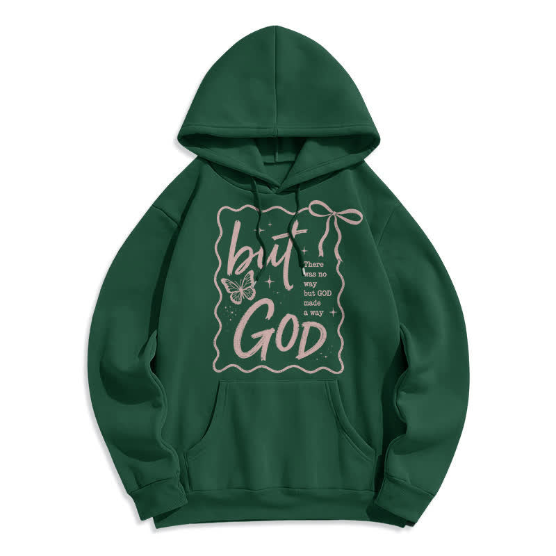 Christianartworkshop Sudadera con capucha extragrande de forro polar con mariposa de Dios Pero Dios - Verde - 2XL - image 4
