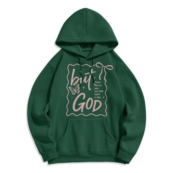 Christianartworkshop Sudadera con capucha extragrande de forro polar con mariposa de Dios Pero Dios - Verde - 2XL - image 4