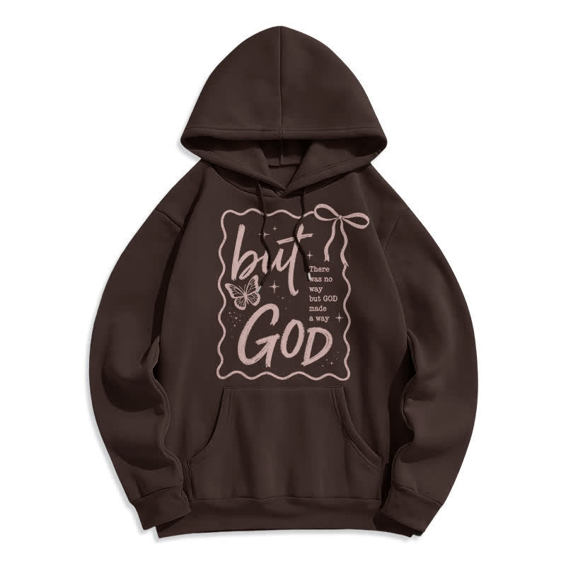 Christianartworkshop Sudadera con capucha extragrande de forro polar con mariposa de Dios Pero Dios - Café - 2XL - image 5