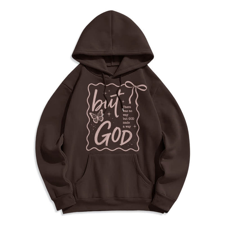 Christianartworkshop Sudadera con capucha extragrande de forro polar con mariposa de Dios Pero Dios - Café - 2XL - image 5