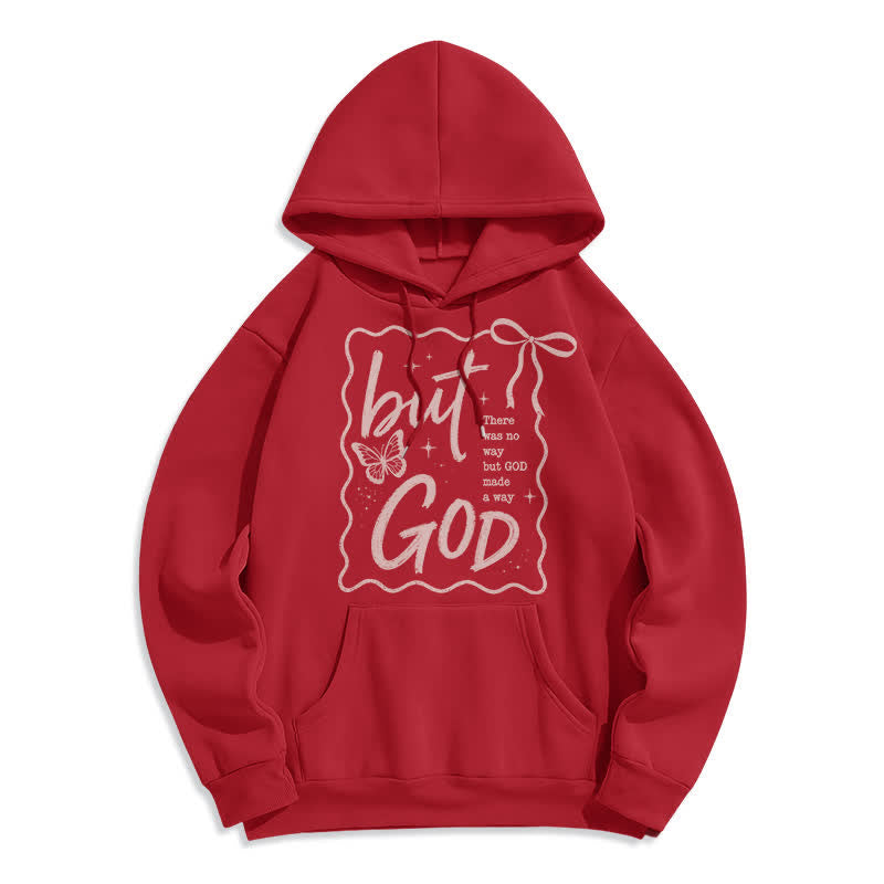 Christianartworkshop Sudadera con capucha extragrande de forro polar con mariposa de Dios Pero Dios - Rojo - 2XL - image 6