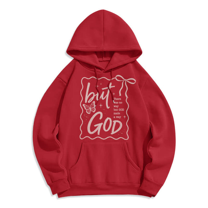 Christianartworkshop Sudadera con capucha extragrande de forro polar con mariposa de Dios Pero Dios - Rojo - 2XL - image 6