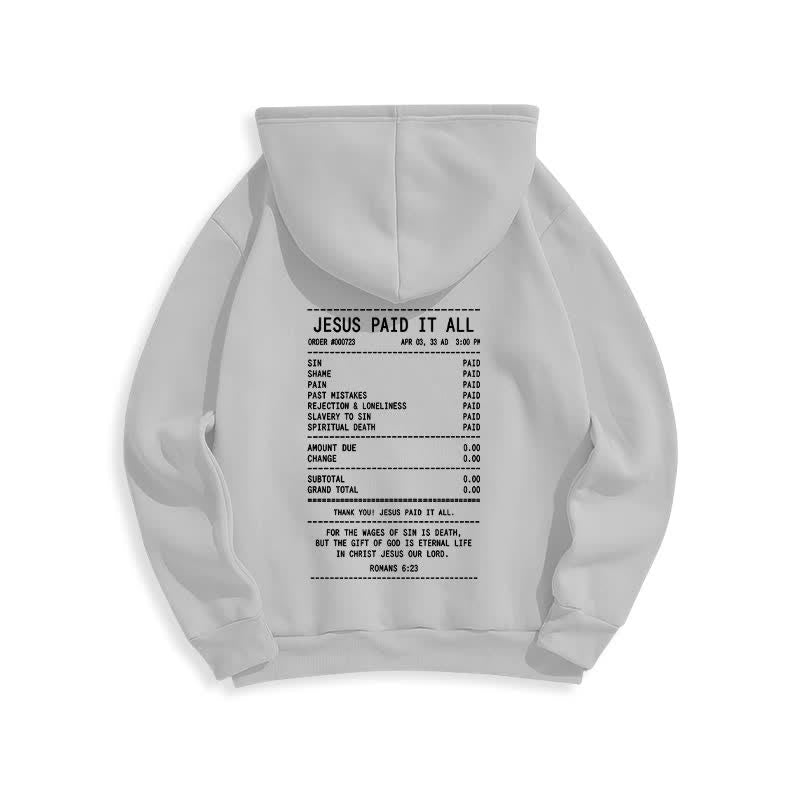 Christianartworkshop Sudadera con capucha de felpa con estampado de recibo de Jesús pagado por todo - image 1