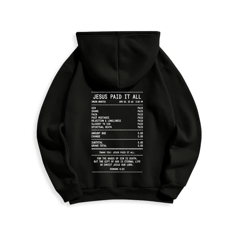 Christianartworkshop Sudadera con capucha de felpa con estampado de recibo de Jesús pagado por todo - image 7