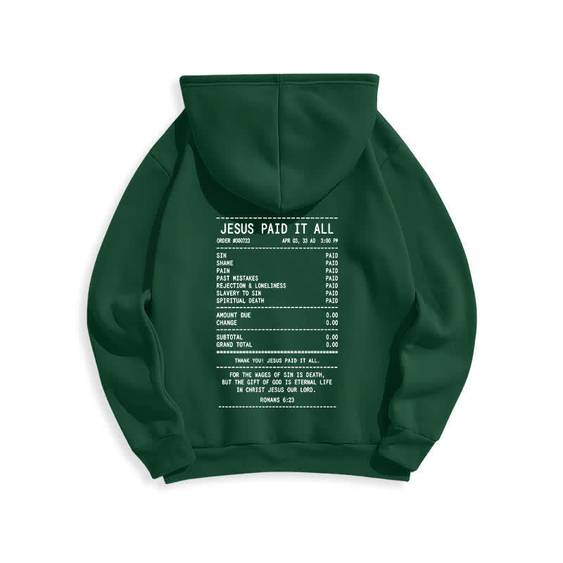 Christianartworkshop Sudadera con capucha de felpa con estampado de recibo de Jesús pagado por todo - image 16