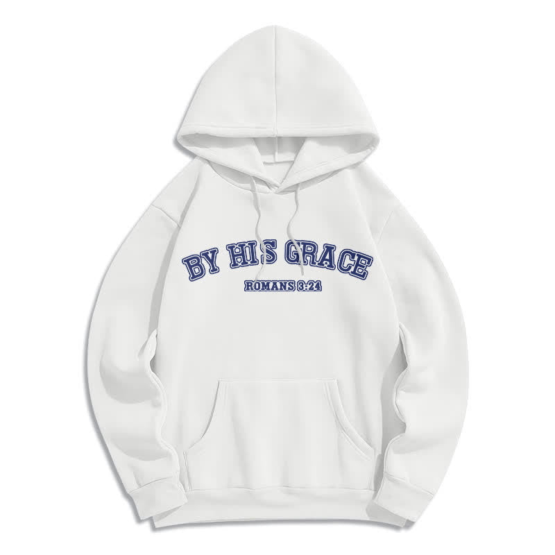 Christianartworkshop Sudadera con capucha extragrande "Por su gracia" Romanos 8:24 - Blanco - 2XL - image 2