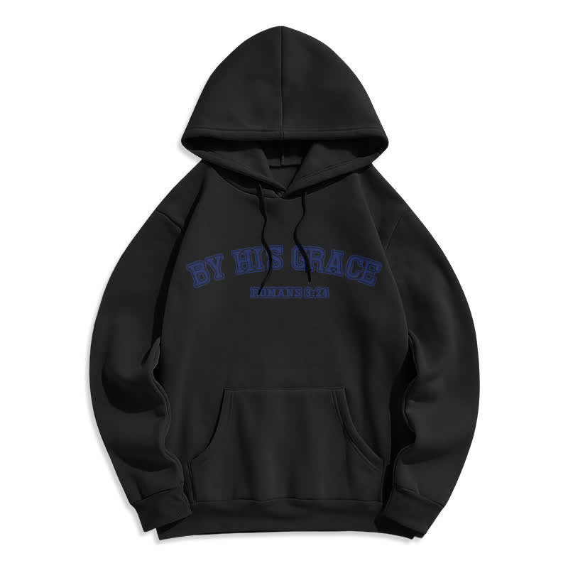 Christianartworkshop Sudadera con capucha extragrande "Por su gracia" Romanos 8:24 - Negro - 2XL - image 3