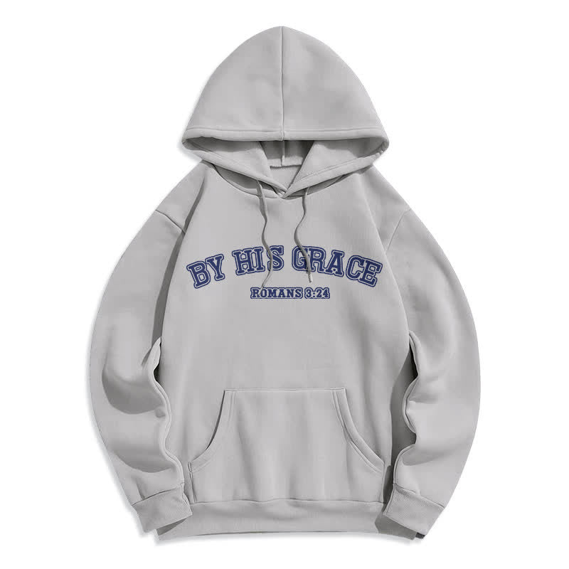 Christianartworkshop Sudadera con capucha extragrande "Por su gracia" Romanos 8:24 - Gris - 2XL - image 4