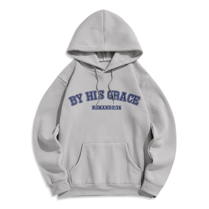 Christianartworkshop Sudadera con capucha extragrande "Por su gracia" Romanos 8:24 - Gris - 2XL - image 4