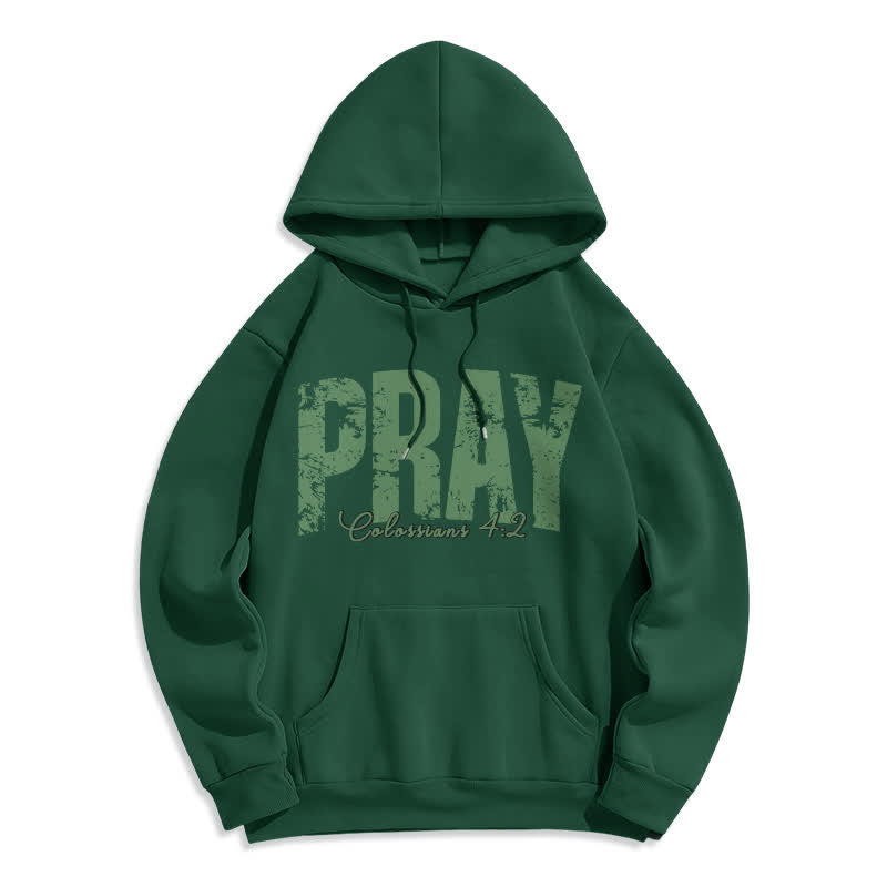 Christianartworkshop Sudadera con capucha de forro polar con versículos bíblicos desgastados y la frase "Pray Distressed Scripture" - Verde - 2XL - image 3