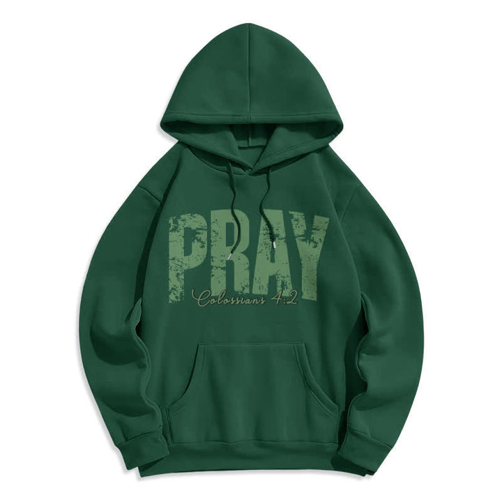 Christianartworkshop Sudadera con capucha de forro polar con versículos bíblicos desgastados y la frase "Pray Distressed Scripture" - Verde - 2XL - image 3
