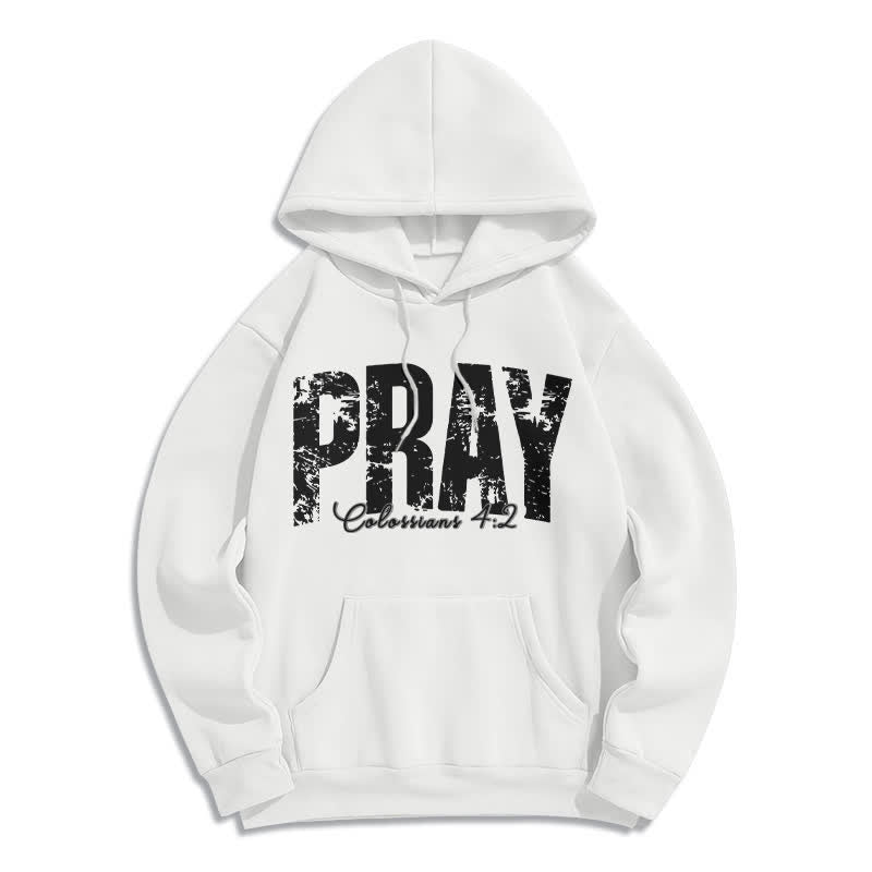 Christianartworkshop Sudadera con capucha de forro polar con versículos bíblicos desgastados y la frase "Pray Distressed Scripture" - Blanco - 2XL - image 0