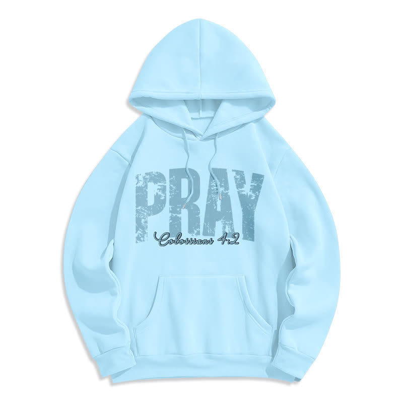Christianartworkshop Sudadera con capucha de forro polar con versículos bíblicos desgastados y la frase "Pray Distressed Scripture" - Azul - 2XL - image 4