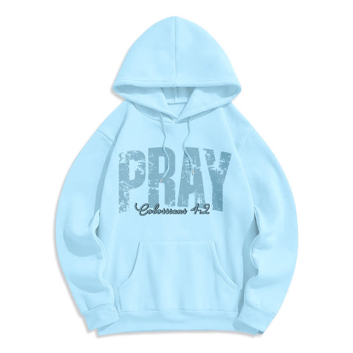 Christianartworkshop Sudadera con capucha de forro polar con versículos bíblicos desgastados y la frase "Pray Distressed Scripture" - Azul - 2XL - image 4
