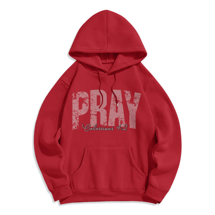 Christianartworkshop Sudadera con capucha de forro polar con versículos bíblicos desgastados y la frase "Pray Distressed Scripture" - Rojo - 2XL - image 2