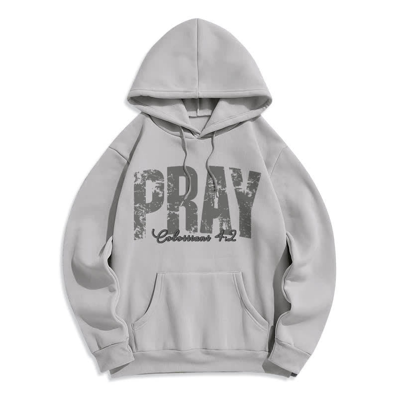 Christianartworkshop Sudadera con capucha de forro polar con versículos bíblicos desgastados y la frase "Pray Distressed Scripture" - Gris - 2XL - image 5