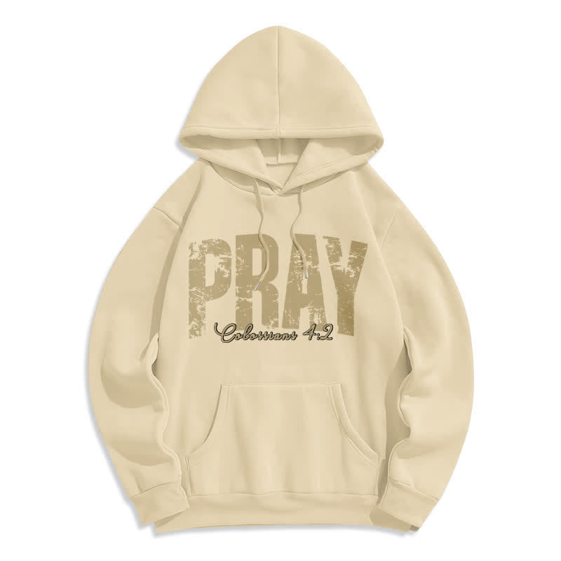 Christianartworkshop Sudadera con capucha de forro polar con versículos bíblicos desgastados y la frase "Pray Distressed Scripture" - Albaricoque - 2XL - image 7